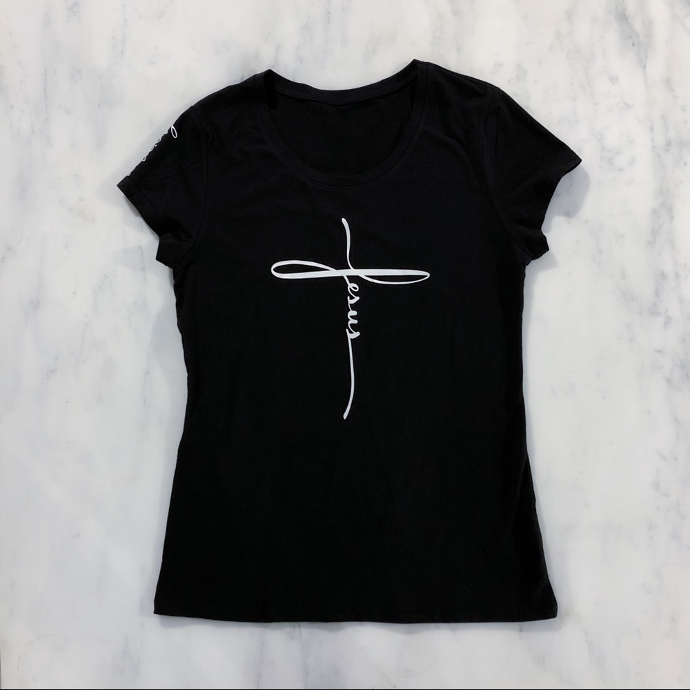 Jesus Name in Cross Christian T-Shirt - Picture 7 of 9